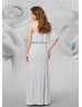 One Shoulder Gray Chiffon Slit Bridesmaid Dress